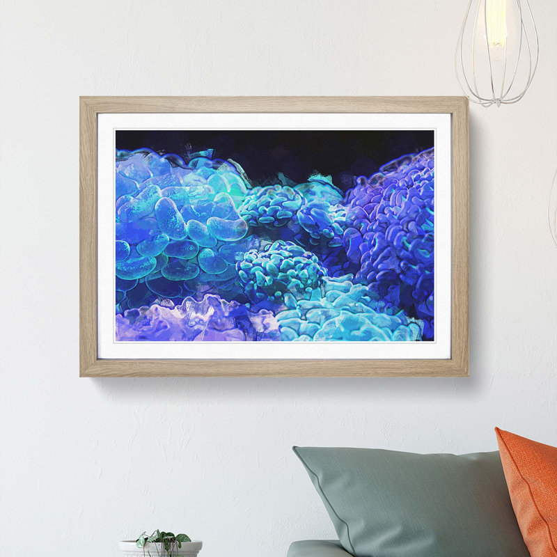 Neon Coral in Abstract - Framed Print, Oak Framed, 27cm H x 36cm W x 2cm D