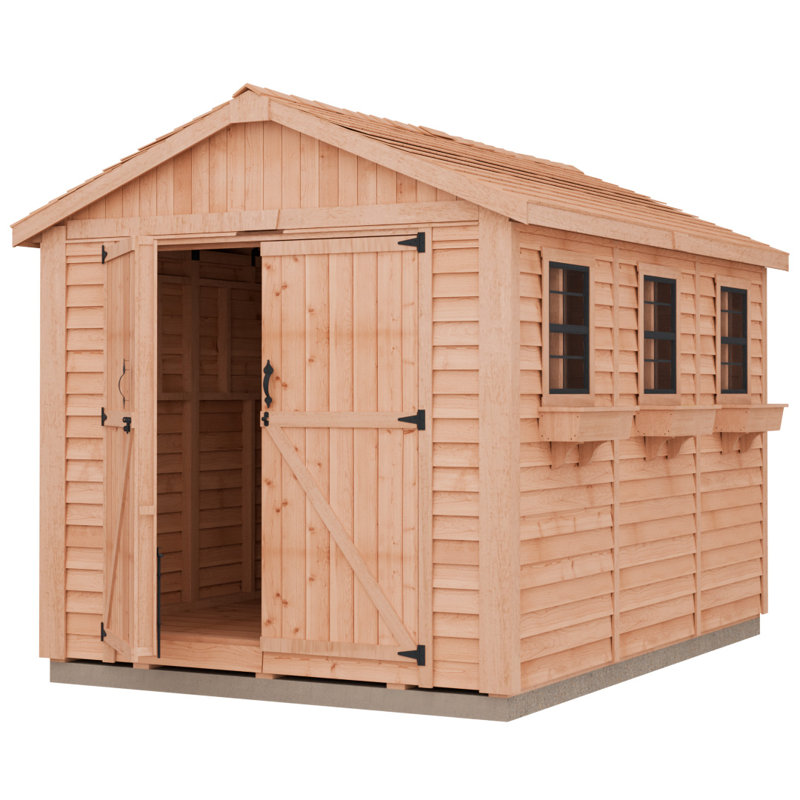 8 ft. W x 12 ft. D Cedar Wood Storage Shed with Metal Roof