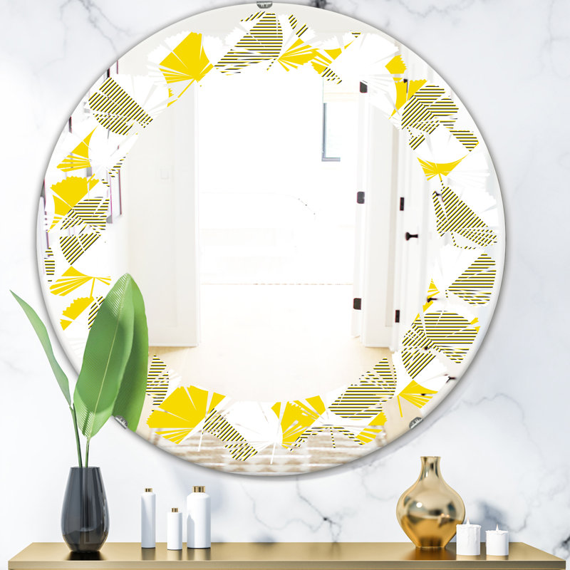 Miroir mural abstrait géométrique ii feuilles, H 31,5 po x l po