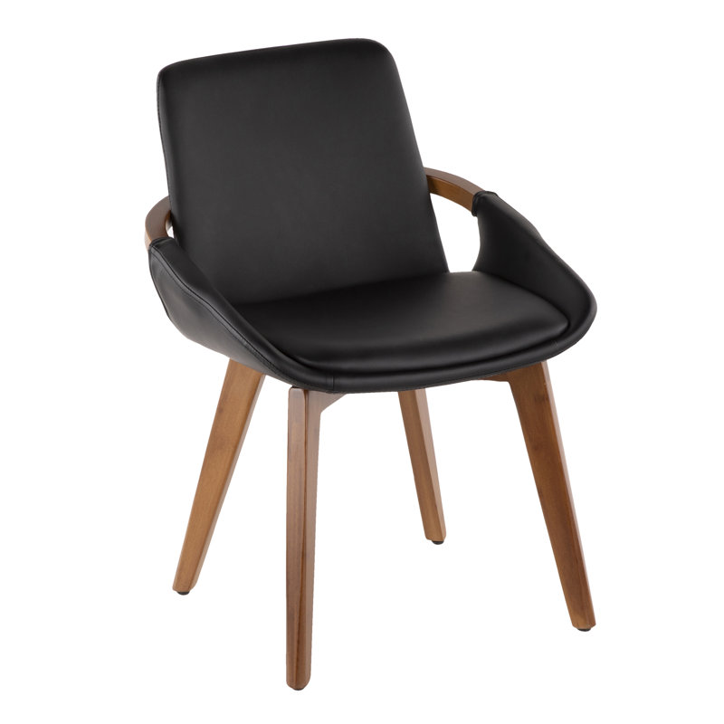 Whitacre 17'' H Faux Leather Upholstered Armchair, Black, Walnut