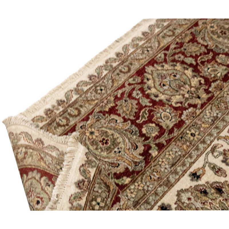Tapis oriental en laine noué à la main ivoire / rouge / brun