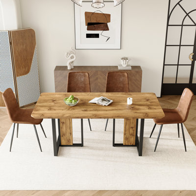 Ensemble de salle à manger 5 pièces, table rectangulaire L 67 po x l 36 po avec 4 chaises en suède