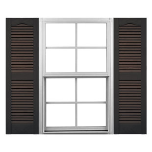 Mid-America Vinyl, Standard Size Cathedral Top Center Mullion, Open Louver Shutter, w/Installation Shutter-Lok's & Matching Screws (Per Pair)