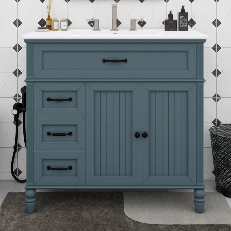 Meuble-lavabo noir 36 po avec lavabo 36 po