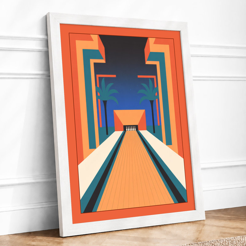 Bowling Alley Vanishing Point Retro 1 Piece Single Picture Frame Wall Art, A4 - 29.7 x 21.0 cm, White