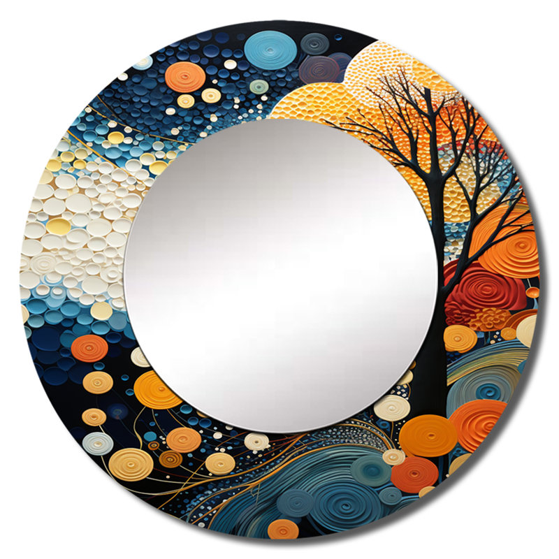 Coloré Mid Century Dynamic Duality V - miroir mural moderne de style Mid-Century, 29 po x 29 po