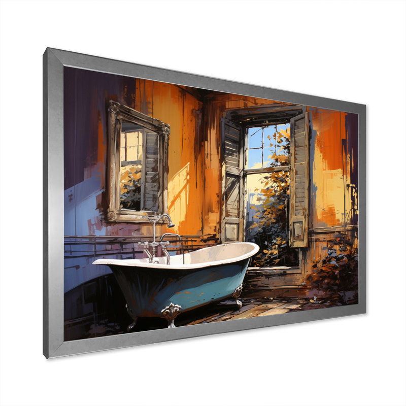 Salle de bain audacieuse et moderne II - impression, Cadre photo argenté, H 12 po x l 20 po x P 1 po