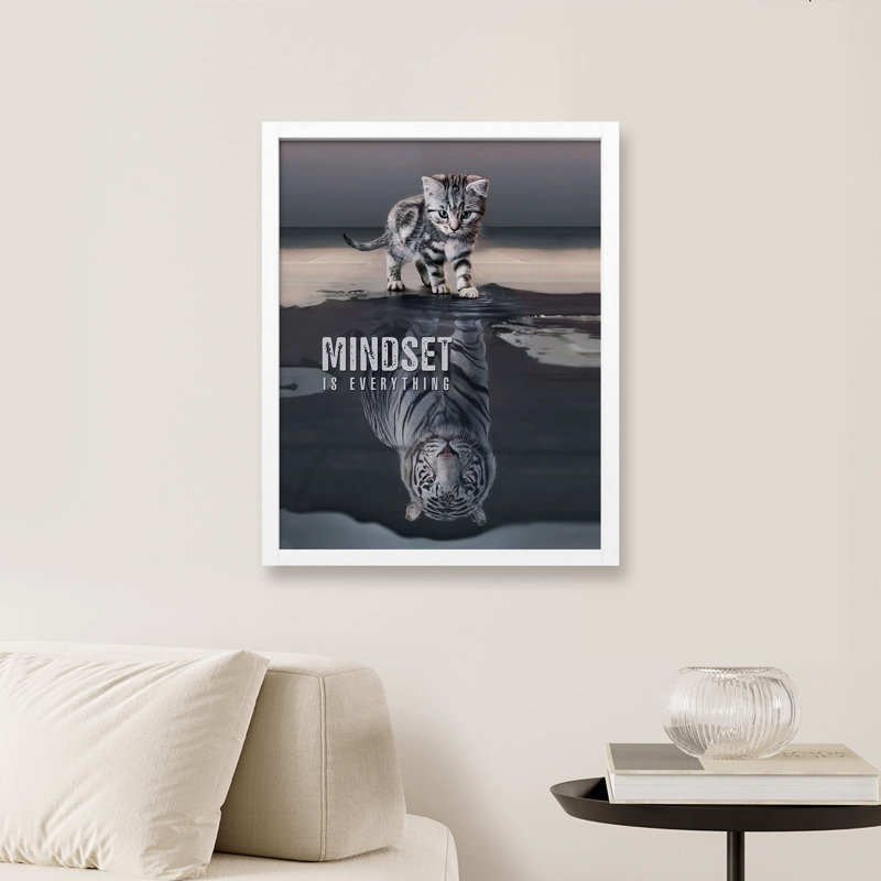 «Mindset Is Everything Tabby Cat Kitty Dreams Of Being A Tiger Inspiring Positif» sur papier, Blanc, H 10 po x l 8 po