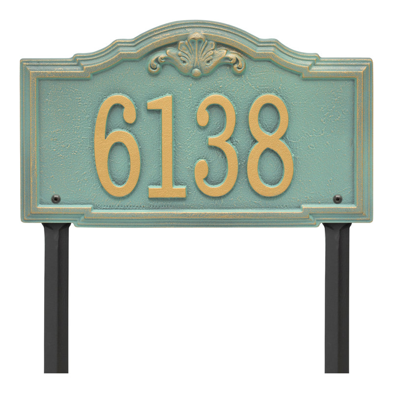 Gatewood Personalized Standard 1-Line Lawn Address Sign, Bronze/Verdigris, Yes