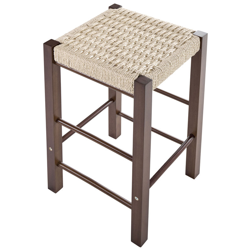 Bar Stool with Solid Wood Frame, Dark Brown