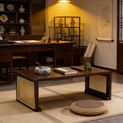 Table de plancher japonaise: table basse pliante en bois massif avec détails fabriqués à la main, table basse portable pour tatami, salon et utilisation multifonctionnelle