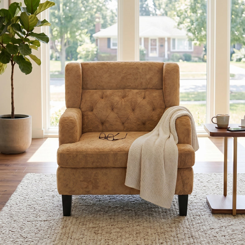 Chaise d'appoint rembourrée et rembourrée, Tissu moelleux orange