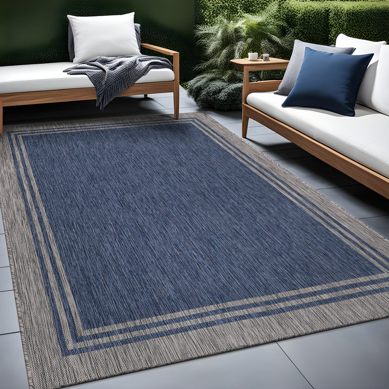 Waikiki Indoor/Outdoor Rug, Blue/Gray, Rectangle 6' x 9'
