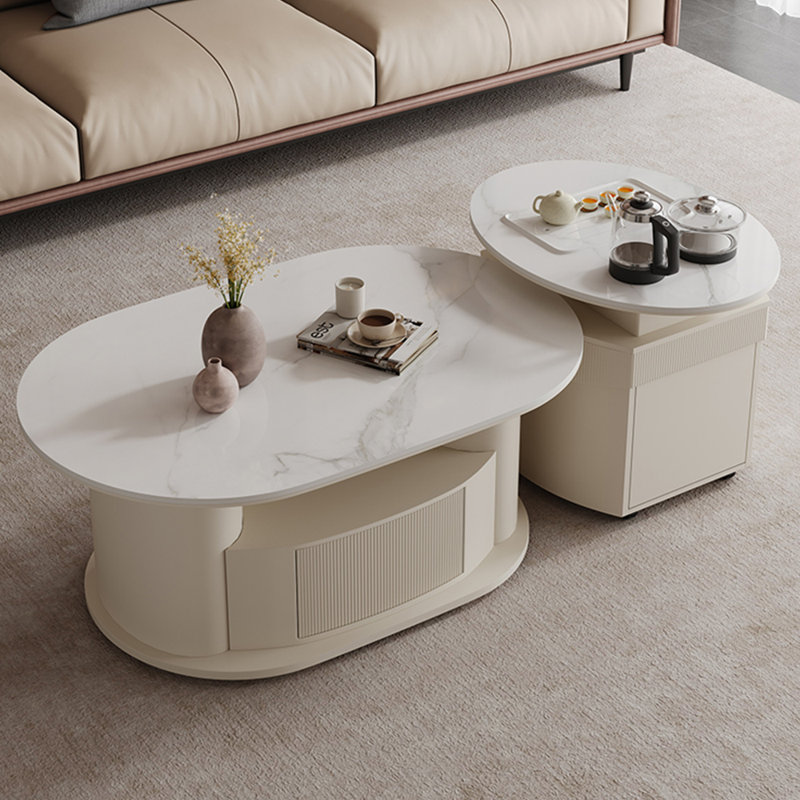 Table basse supérieure Superior Rock, Blanc, H 23,03 po x L 66,14 po x l 31,5 po, Blanc