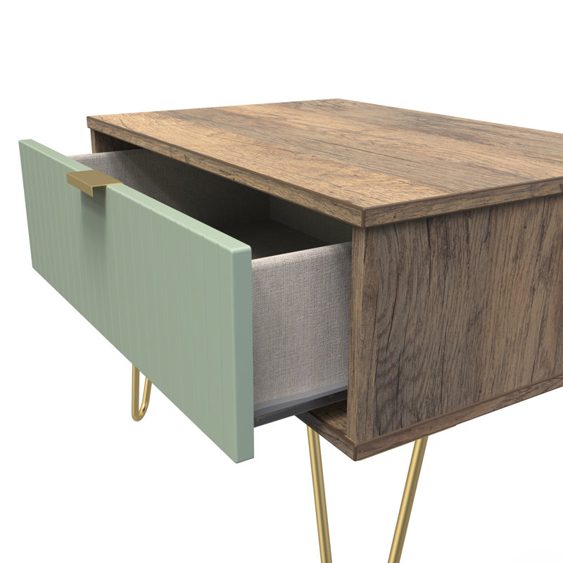 Beranda 1 Drawer Midi Chest (Ready Assembled), Reed Green/Vintage Oak