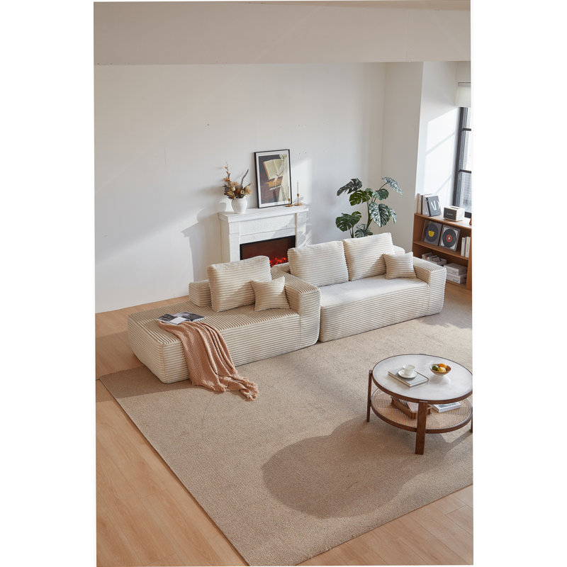 Boneless 104-Inch Cloud Sectional Sofa With L-Shape Chaise, Deep Seating Comfort, Modular Design, And Built-In Side Pockets.
