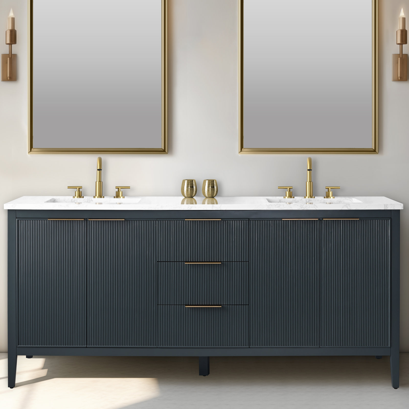 Bilroy 72" Double Vanity, Vintage Blue/Brushed Bronze