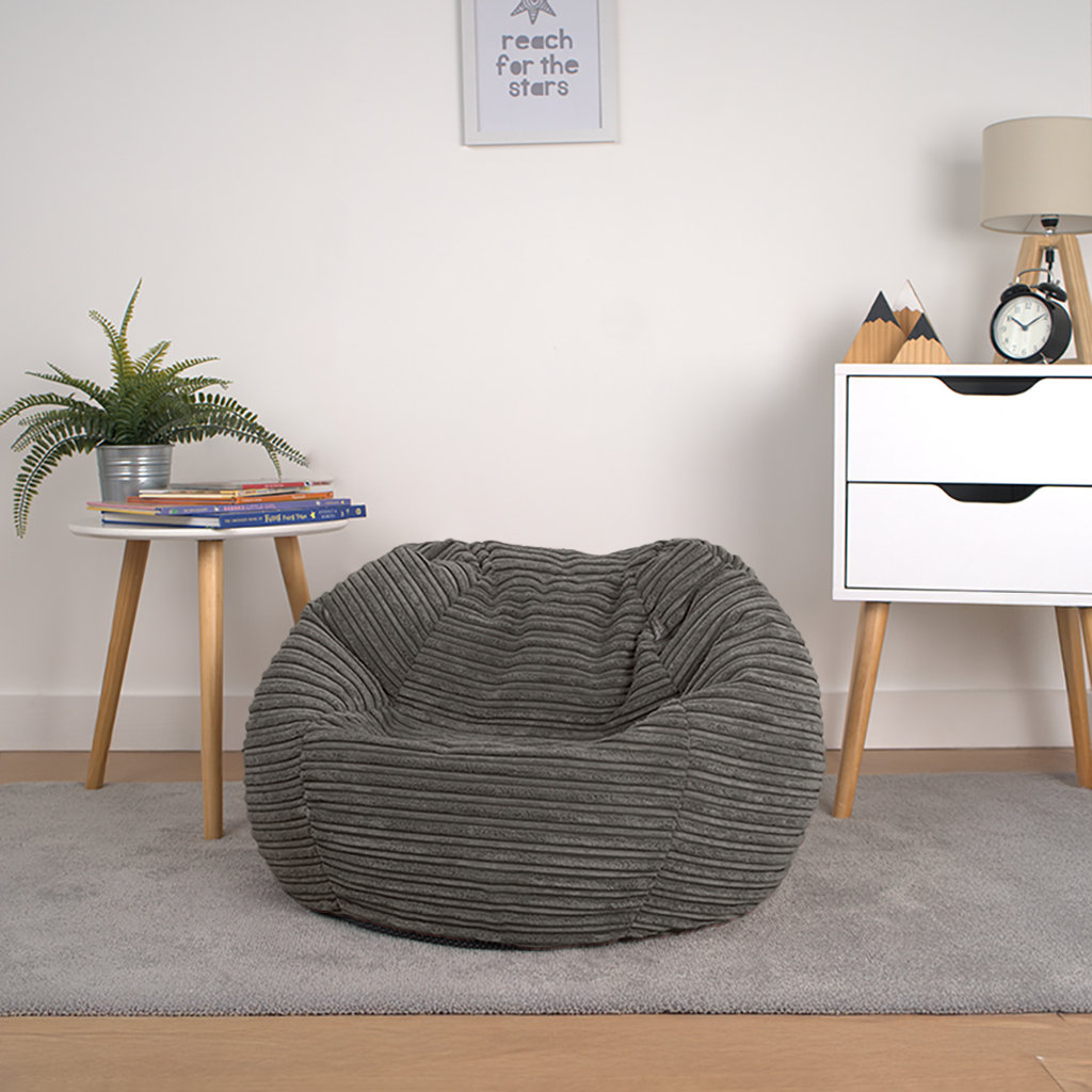 Corduroy Kids Bean Bag Chair With Filling Included - Lightweight Comfortable Beanbag Seat - Machine Washable Childrens Beanbag Furniture For Girls & B