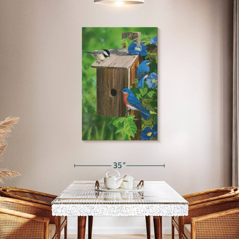 Oiseaux à la mangeoire, H 45 po x l 30 po