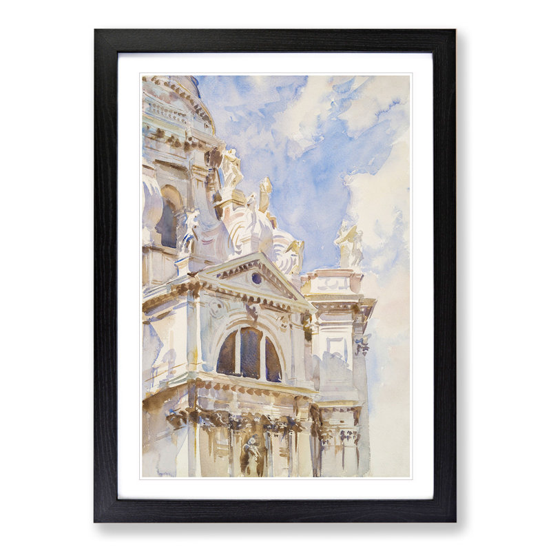 The Salute, Venice by John Singer Sargent - Picture Frame Painting, 36cm H x 27cm W x 2cm D, Black Framed