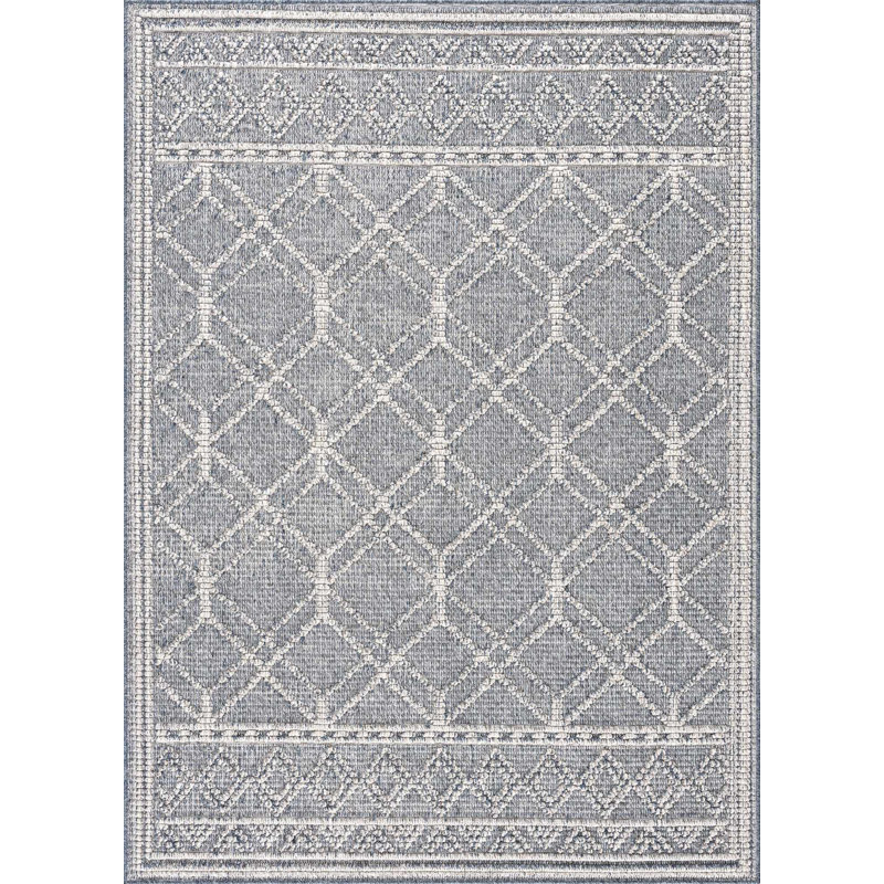 Jaythen Geometric Outdoor Gray Area Rug, Rectangle 2' x 3'