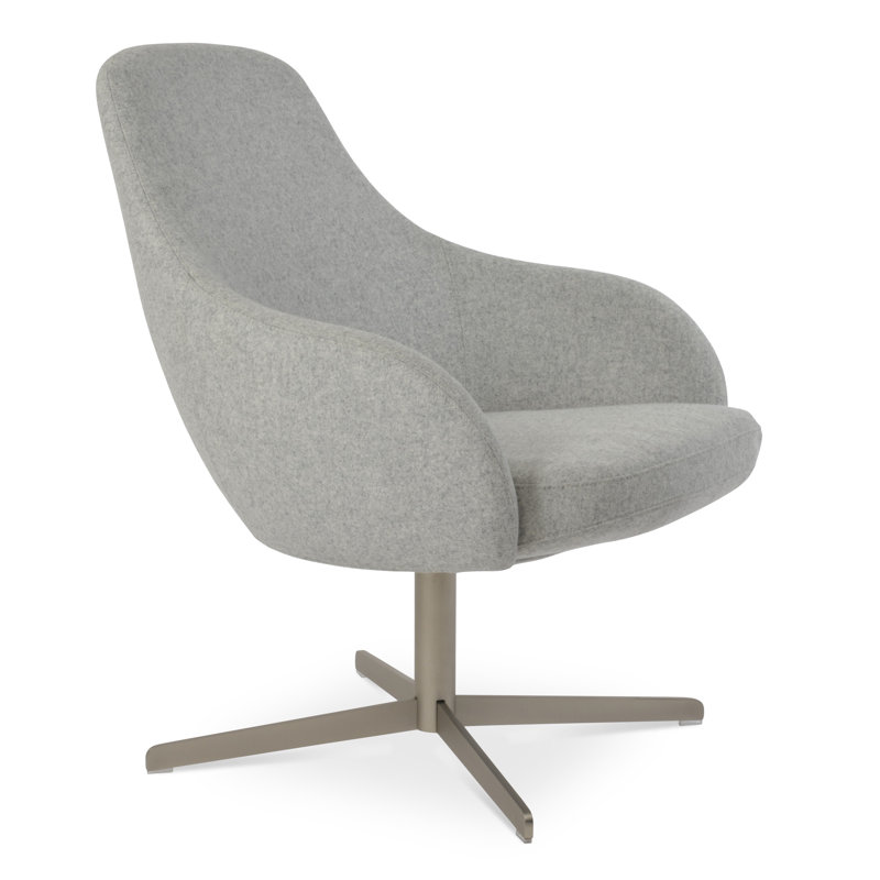 Gazel Arm Lounge 4 Star Swivel Chair in Wool, Silver