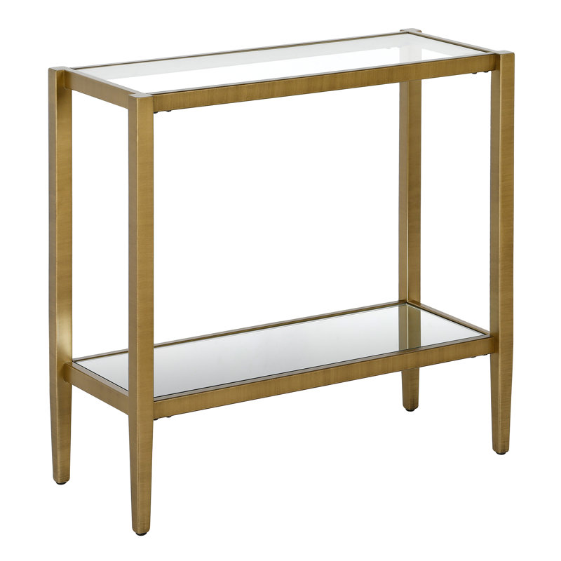 Hera Glass Top End Table, Brass