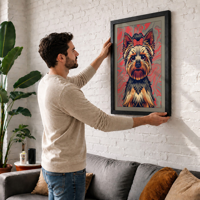 Terrier in Bloom Modern - Framed Print, A3 - 42.0 x 29.7 cm, Oak