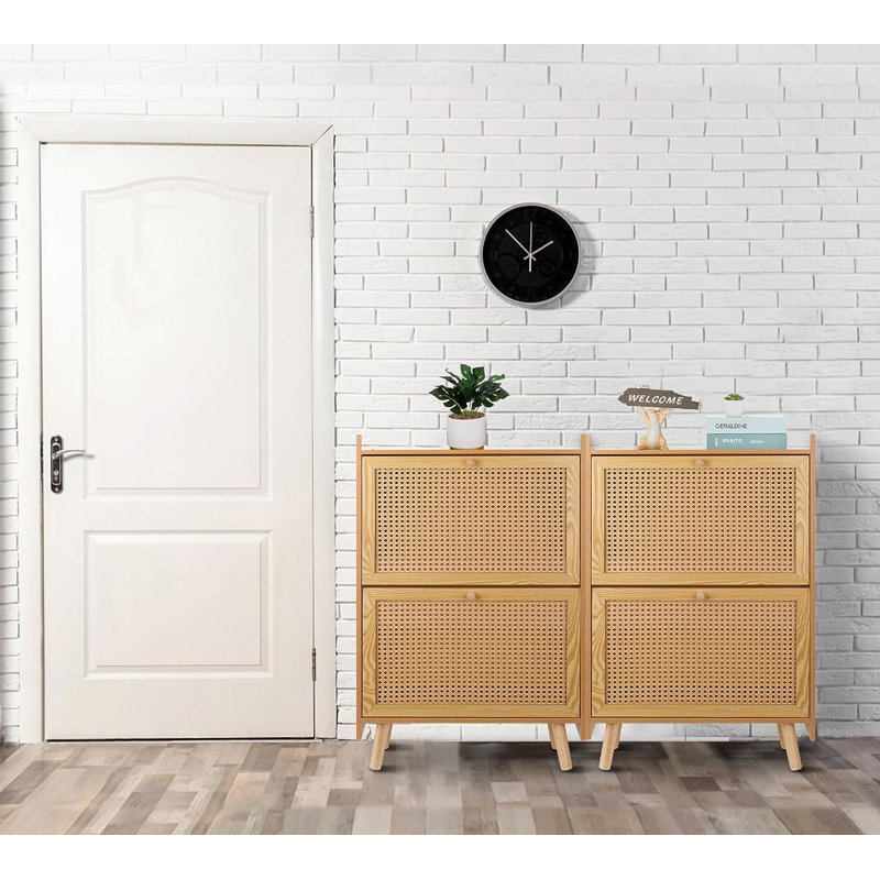 24 Pair Shoe Storage Cabinet, Natural