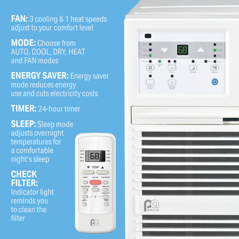 Perfect Aire 14,000 BTU Through the Wall Air Conditioner with Heater and Remote