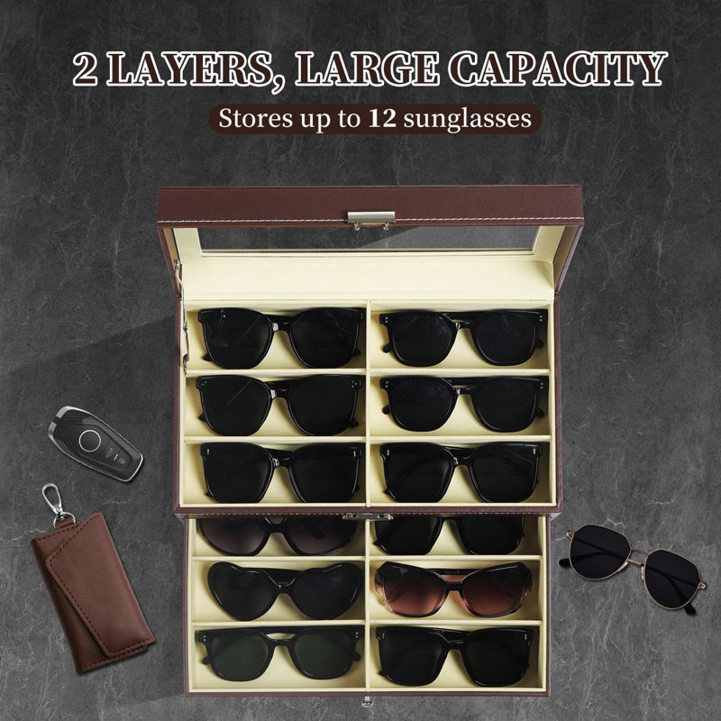 Organisateur de casiers verrouillables en cuir avec rangement pour lunettes et lunettes de soleil