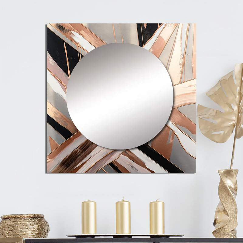 Breaghannon - Art abstrait de miroir mural carré en marbre, 29 po x 29 po