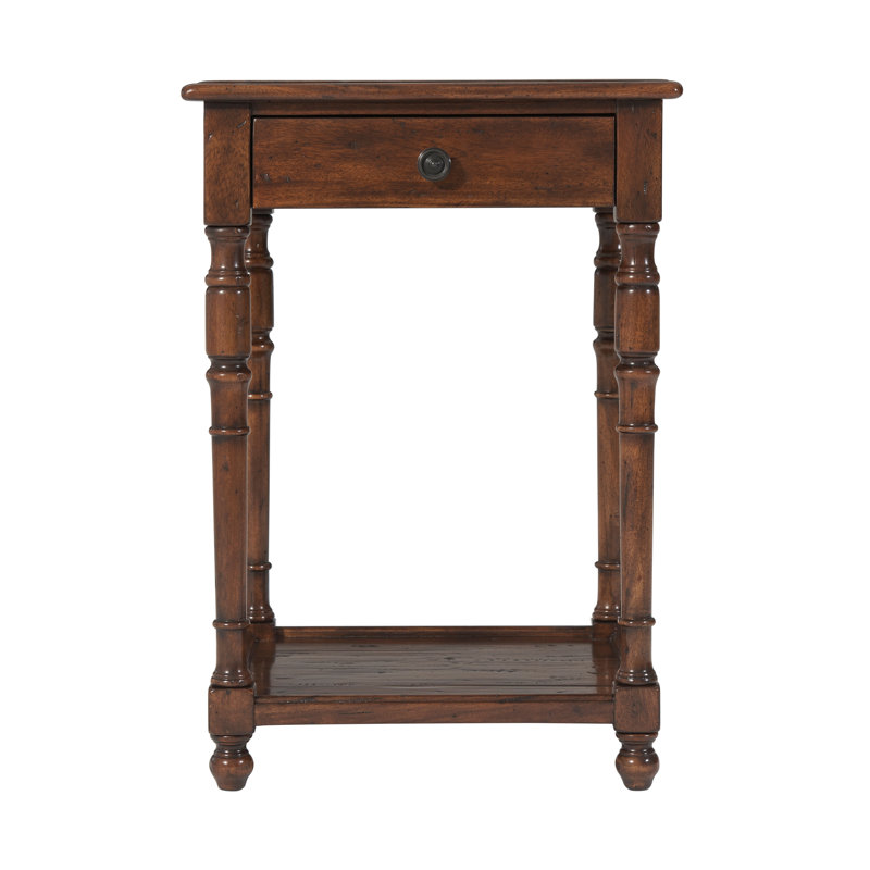Castle Bromwich Antique Wood End Table with Storage