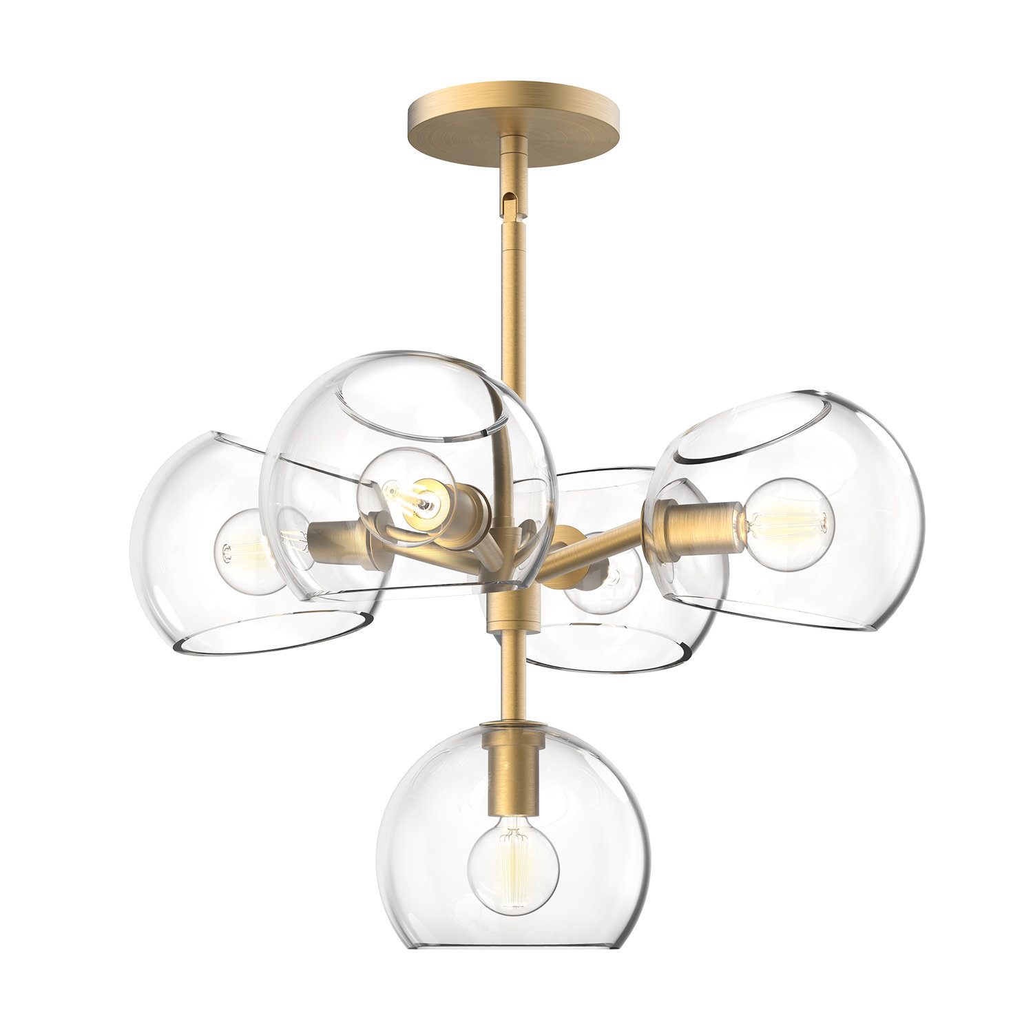 Willow 5 - Light Sputnik Chandelier, Brushed Gold, Clear