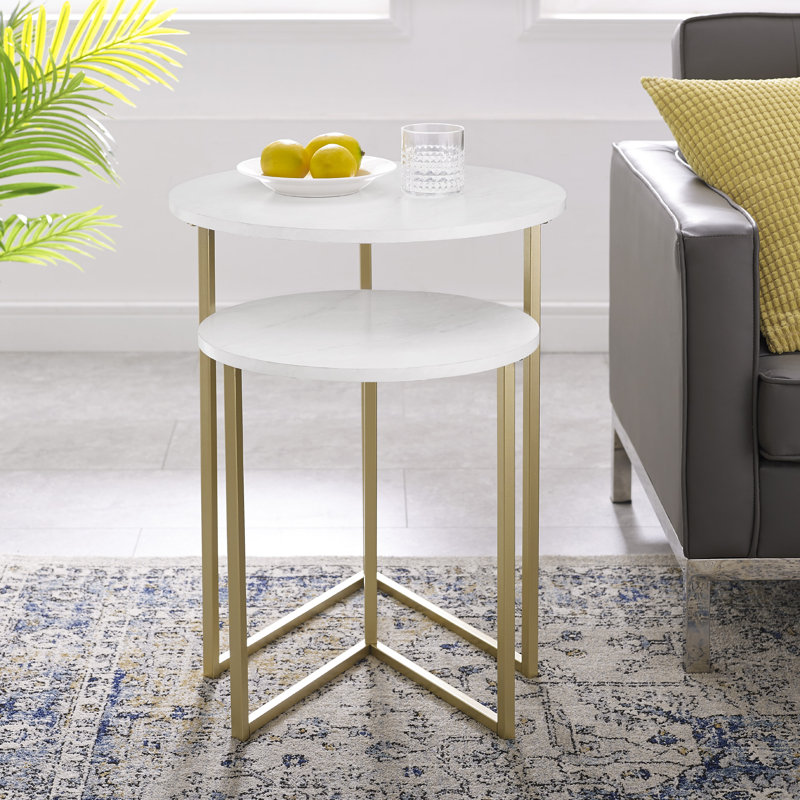 Autryville Nesting Tables, Gold, White Marble