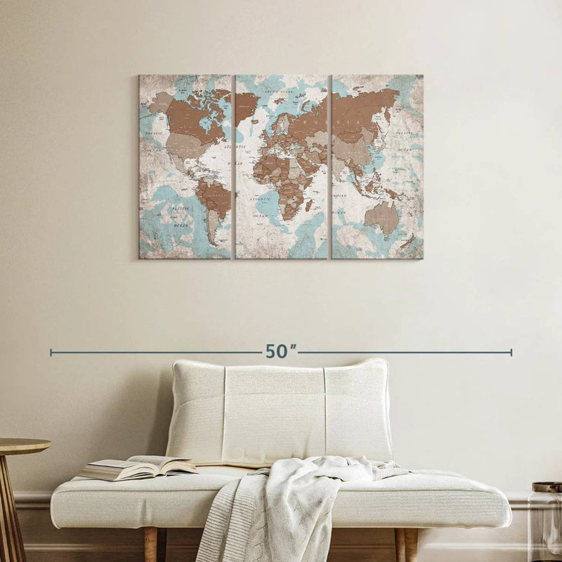 Keiri Geographic World Map VI, 24" H x 38" W
