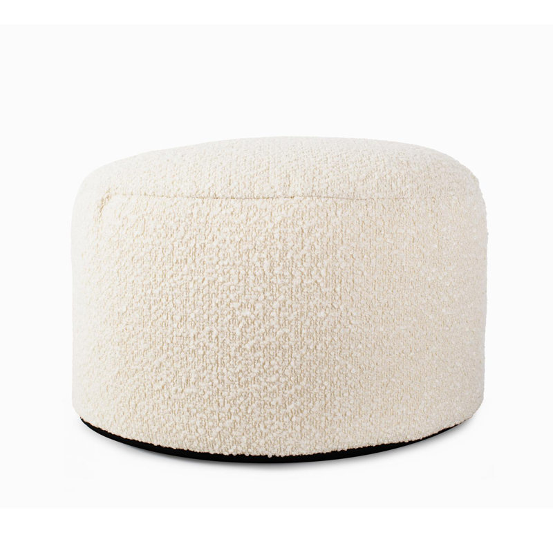 Upholstered Pouf, Barbet Natural Polyester, 12" H x 22" W x 22" D 