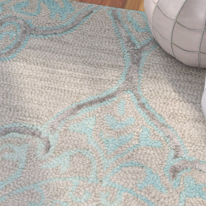 Tapis gris en laine / coton touffeté à la main Brennan, Rectangle 5 pi x 8 pi