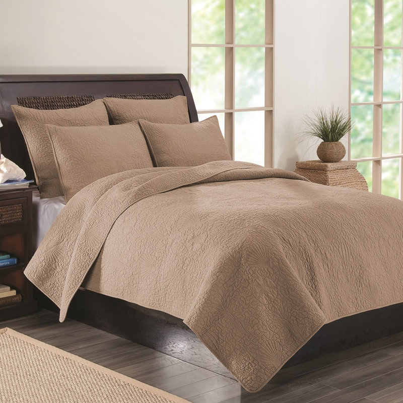 Ensemble de courtepointe Kahlua, Courtepointe pour lit simple + 1 taie décorative, Moka