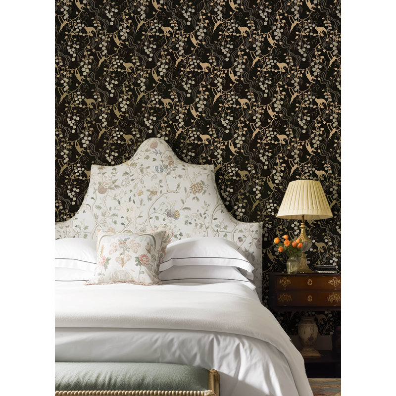 Linden Black Jungle Canopy Wallpaper, Black