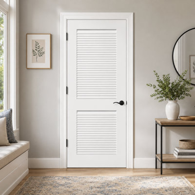 2-Panel Solid Core Louvre Prehung Interior Door with Frame