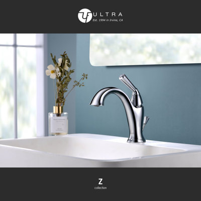 Z Collection Single-Handle Deck-Mount Mid-Arc Lavatory Bathroom Sink Faucet with Drain Assembly - Chrome Polished