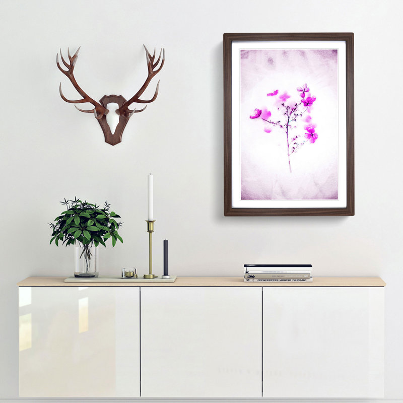 Hydrangeas in Abstract - Framed Print, 91cm H x 60cm W x 2cm D, Walnut