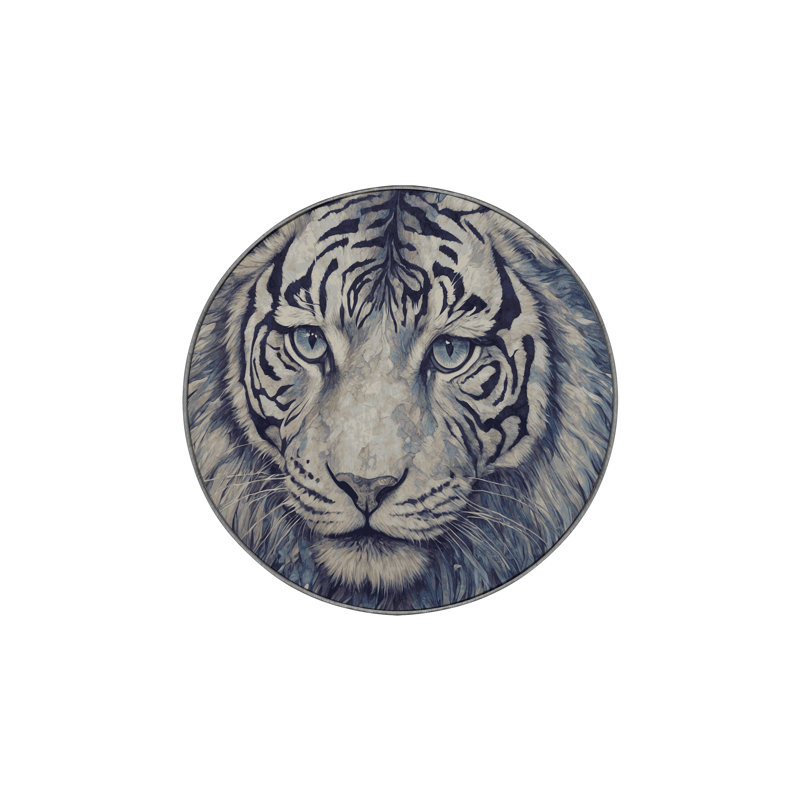 Tapis gris soyeux et moelleux, Rond 4 pi