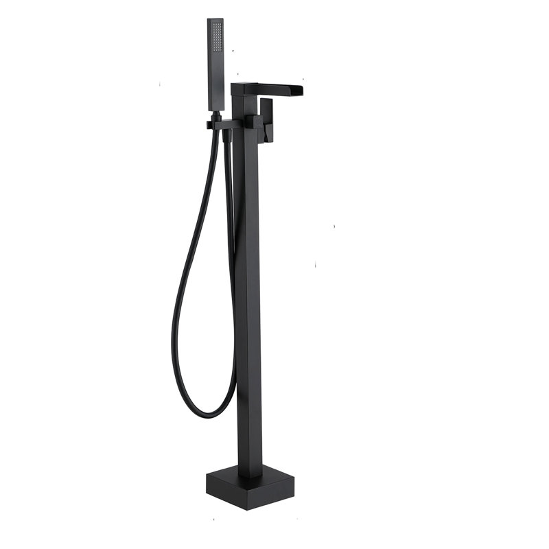 Floor Waterfall Faucet with Diverter, Matte Black