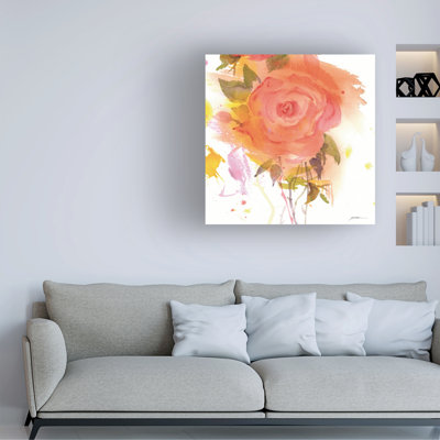 Art mural sur toile tendue - «Summer Rose» Sheila Golden pour décoration de salon, de chambre à coucher ou de bureau - 14 x 14