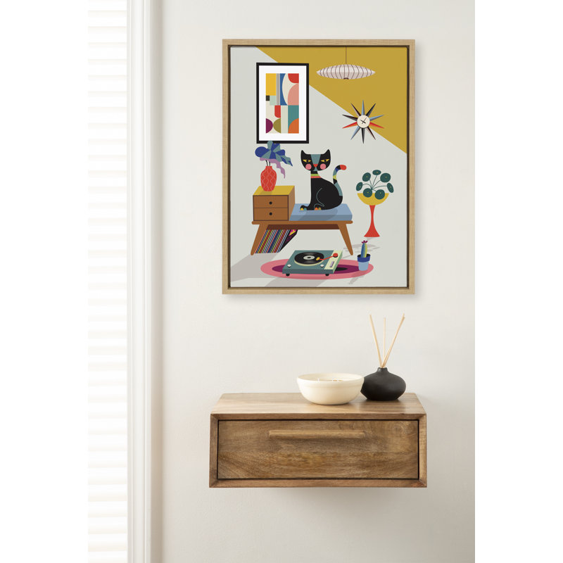 Corrigan Studio® Sylvie Record Player Framed Canvas By Rachel Lee Of My Dream Wall 18X24 Natural