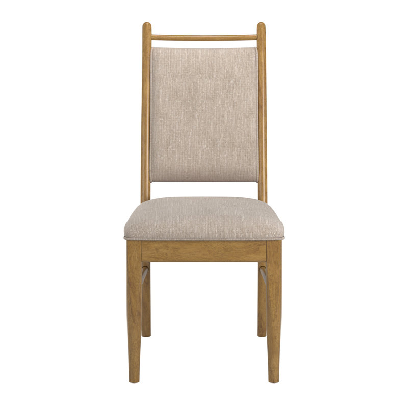 Cipolla Wood Finish Beige Fabric Dining Chair, Oak Wood