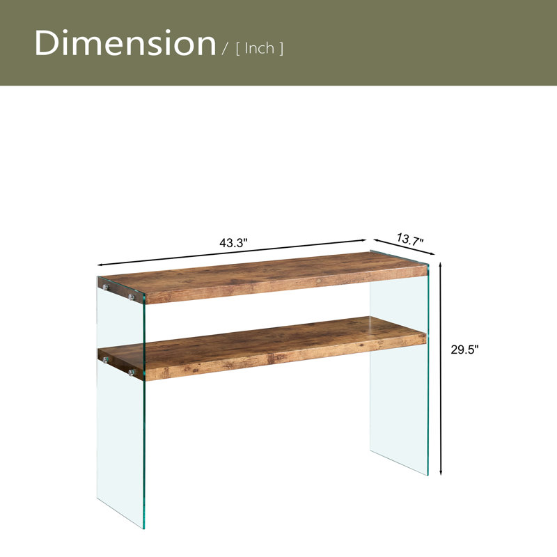 Console en panneau de fibres à densité moyenne, grande table d'appoint, bureau en verre trempé noyer, table d'entrée