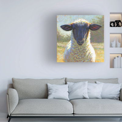Art mural sur toile tendue - «Black Face Sheep» de Rita Kirkman pour décoration de salon, de chambre à coucher ou de bureau - 24 x 24